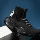Tênis Vega Runner Unissex - Design Sock High-Top Black com Solado Geométrico