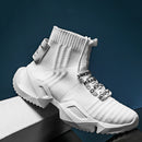 Tênis Vega Runner Unissex - Design Sock High-Top Black com Solado Geométrico